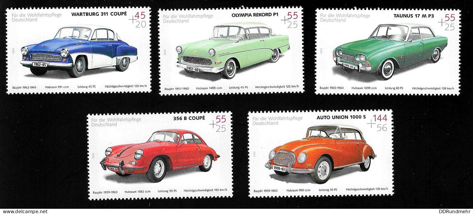 2003 Oldtimer  Michel DE 2362 - 2366 Stamp Number DE B923 - B927 Yvert Et Tellier DE 2188 - 2192 Xx MNH - Ungebraucht