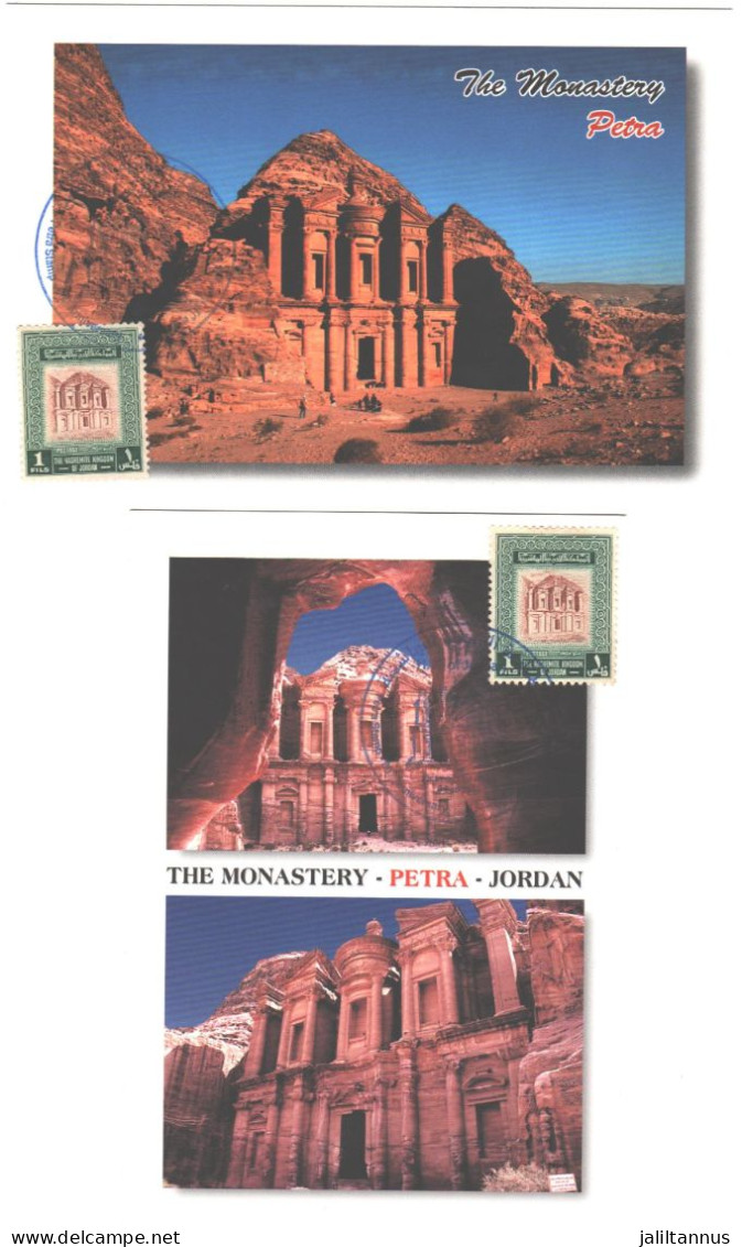 JORDAN POATCARD - PETRA WITH STAMPS - Jordanië