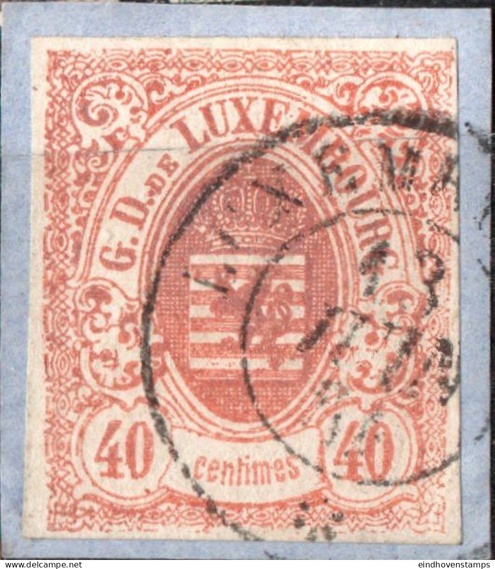 Luxemburg 1859 40 C Red Orange - 1859-1880 Armoiries