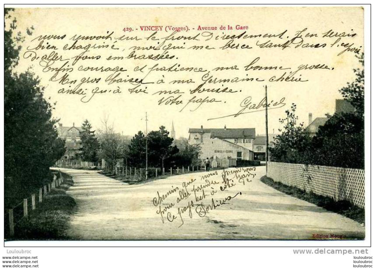 88 VINCEY AVENUE DE LA GARE EDIT MOUGIN VOYAGEE 1915 - Vincey