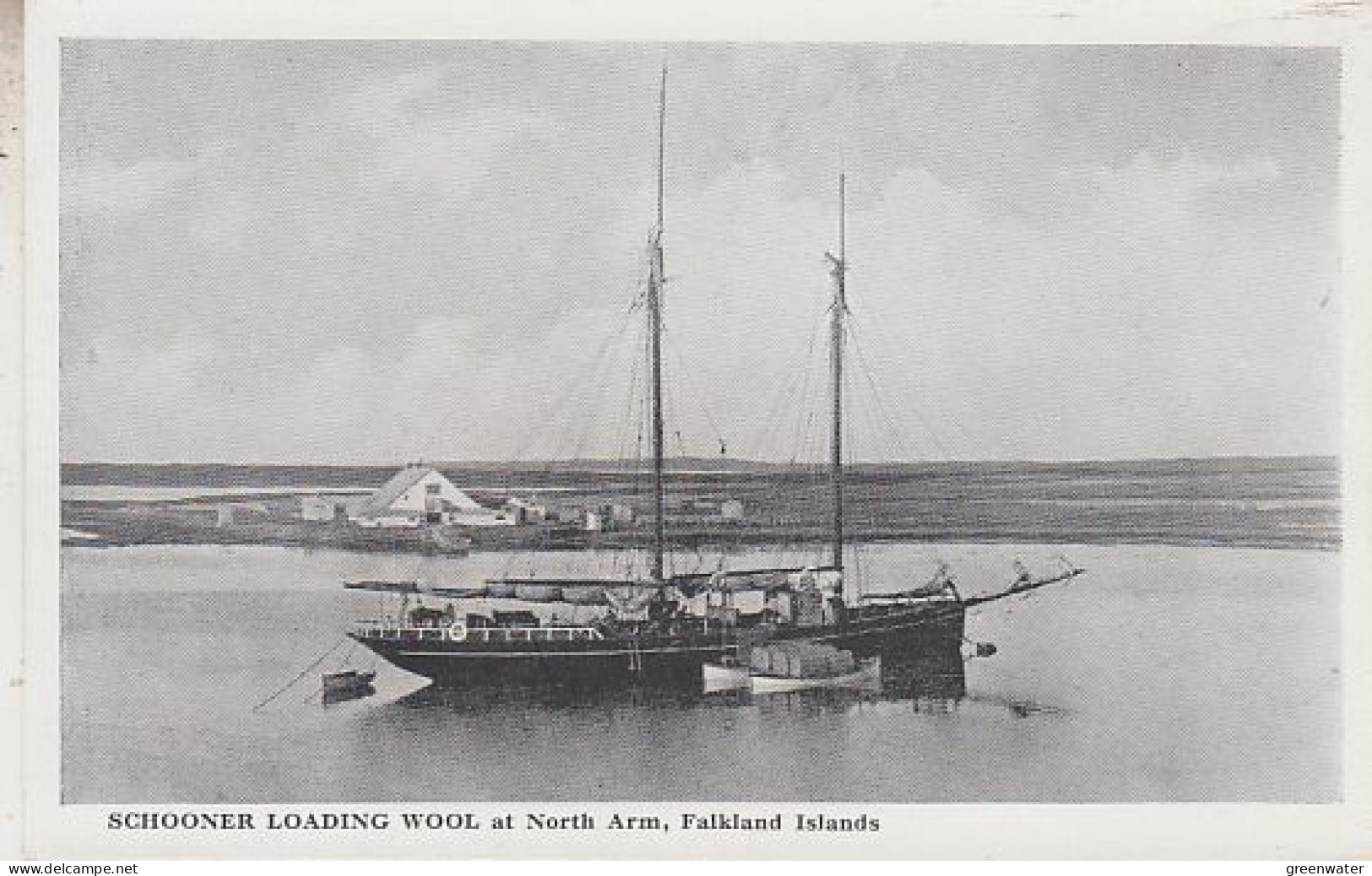 Falkland Islands Postcard Schooner Loading Wool At North Arm (unused) (59793) - Falkland