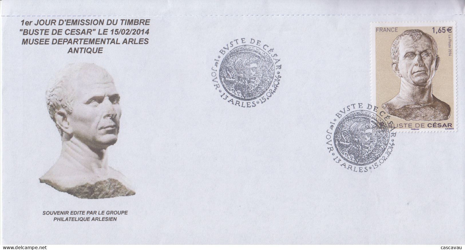 Enveloppe   Locale  FDC  1er  Jour    FRANCE   Buste  De   Jules  CESAR    ARLES   2014 - 2010-2019