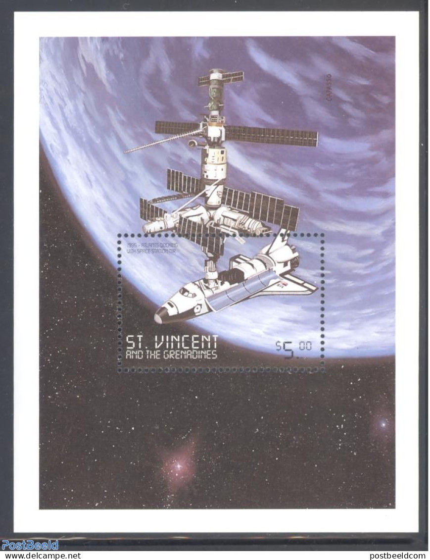 Saint Vincent 1999 Space History, Atlantis S/s, Mint NH, Transport - Space Exploration - St.Vincent (1979-...)