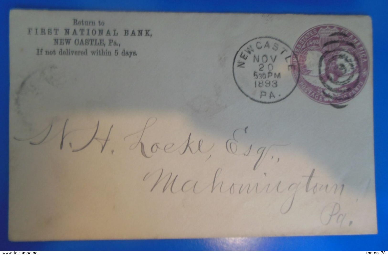 ENTIER POSTAL SUR LETTRE    -   ETATS-UNIS - ...-1900