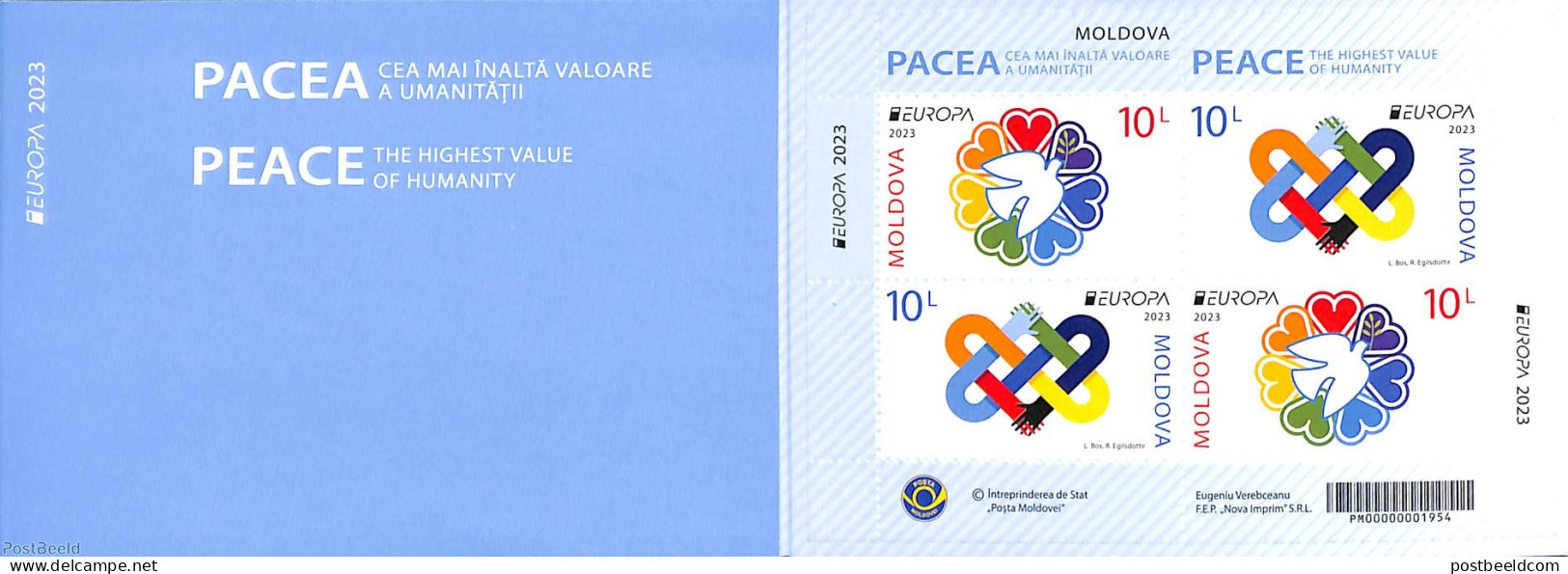 Moldova 2023 Europa, Peace Booklet, Mint NH, History - Europa (cept) - Stamp Booklets - Sin Clasificación