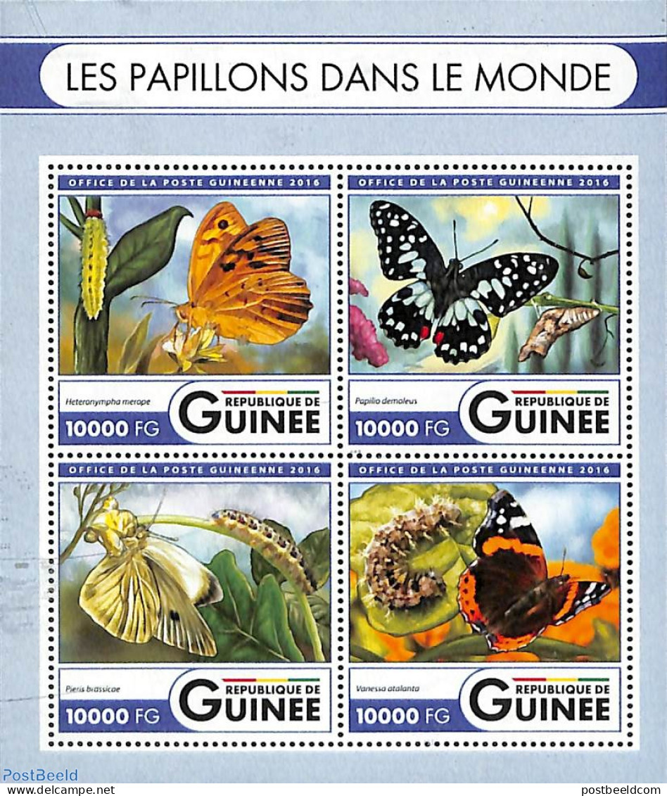 Guinea, Republic 2016 Butterflies 4v M/s, Mint NH, Nature - Butterflies - Other & Unclassified