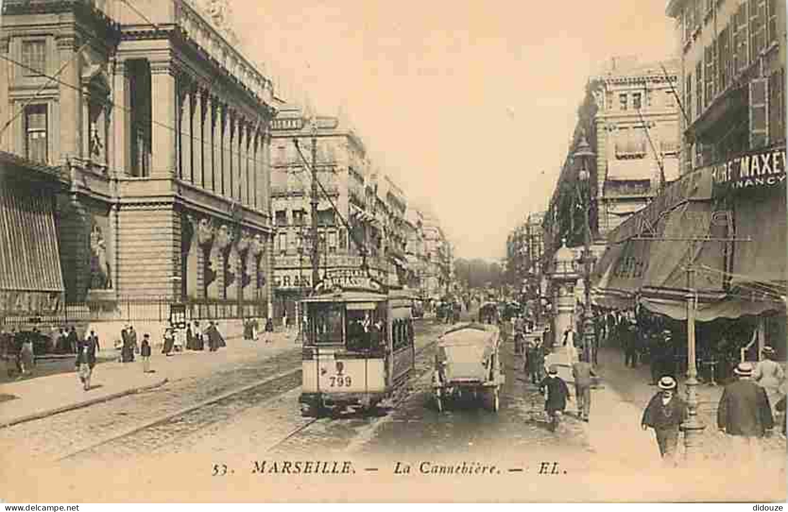 13 - Marseille - La Cannebière - Animée - Tramway - CPA - Voir Scans Recto-Verso - Canebière, Stadscentrum