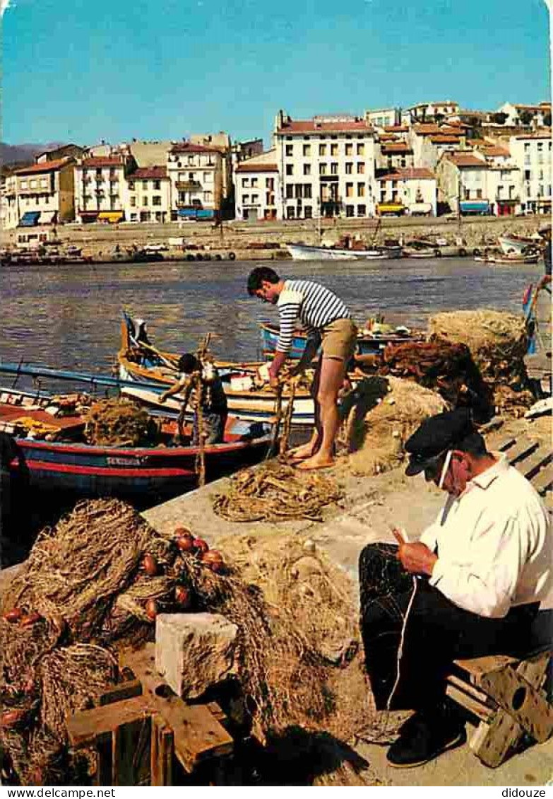 Metiers - Peche - Pecheur - Scènes De Pêche En Méditerranée - Remaillage De Filets Et Bateaux De Pêche à Quai - Carte Ne - Pêche