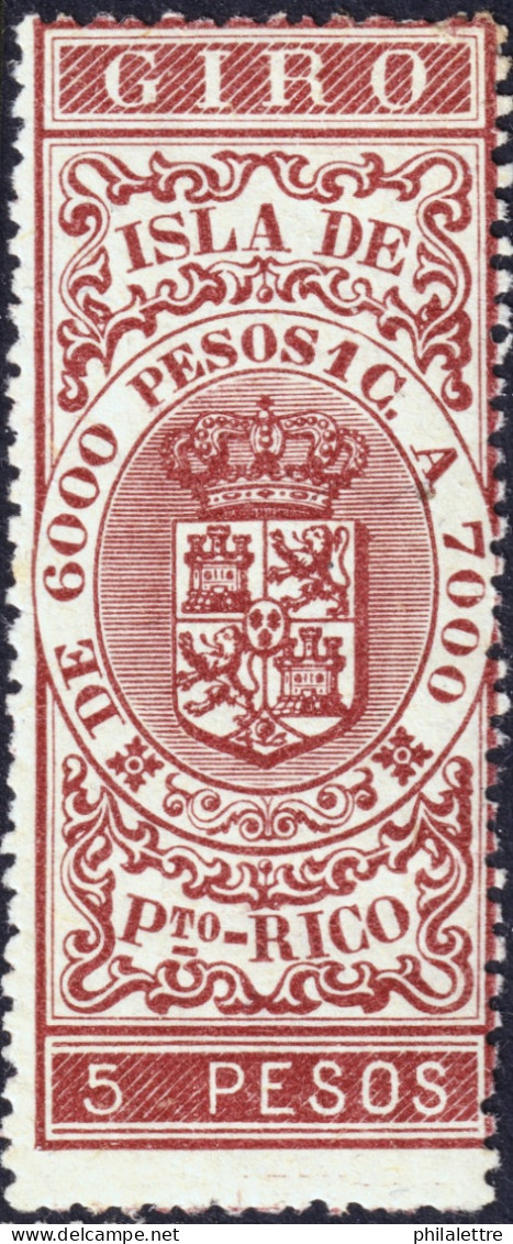 ESPAGNE / ESPANA - COLONIAS (Puerto-Rico) 1895 Sellos Para GIRO Fulcher 101 5P Granate Nuevo* - Puerto Rico