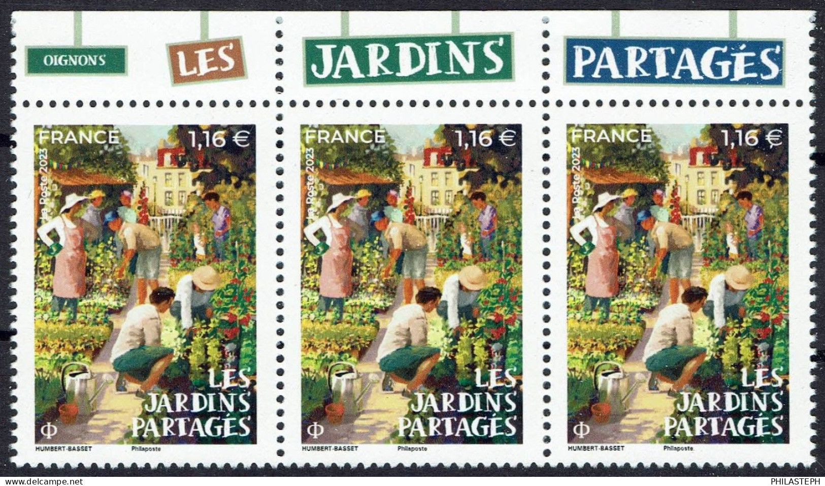 FRANCE 2023 - Les Jardins Partagés - Bande De 3 Haut De Feuille Avec Texte - YT 5710 Neuf ** - Unused Stamps