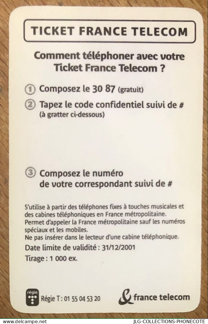 TICKET TÉLÉPHONE GOLFE MOR DINAN SPÉCIMEN PREPAID PREPAYÉE CALLING CARD NO TELECARTE PHONECOTE SCHEDA PHONE CARD - Biglietti FT