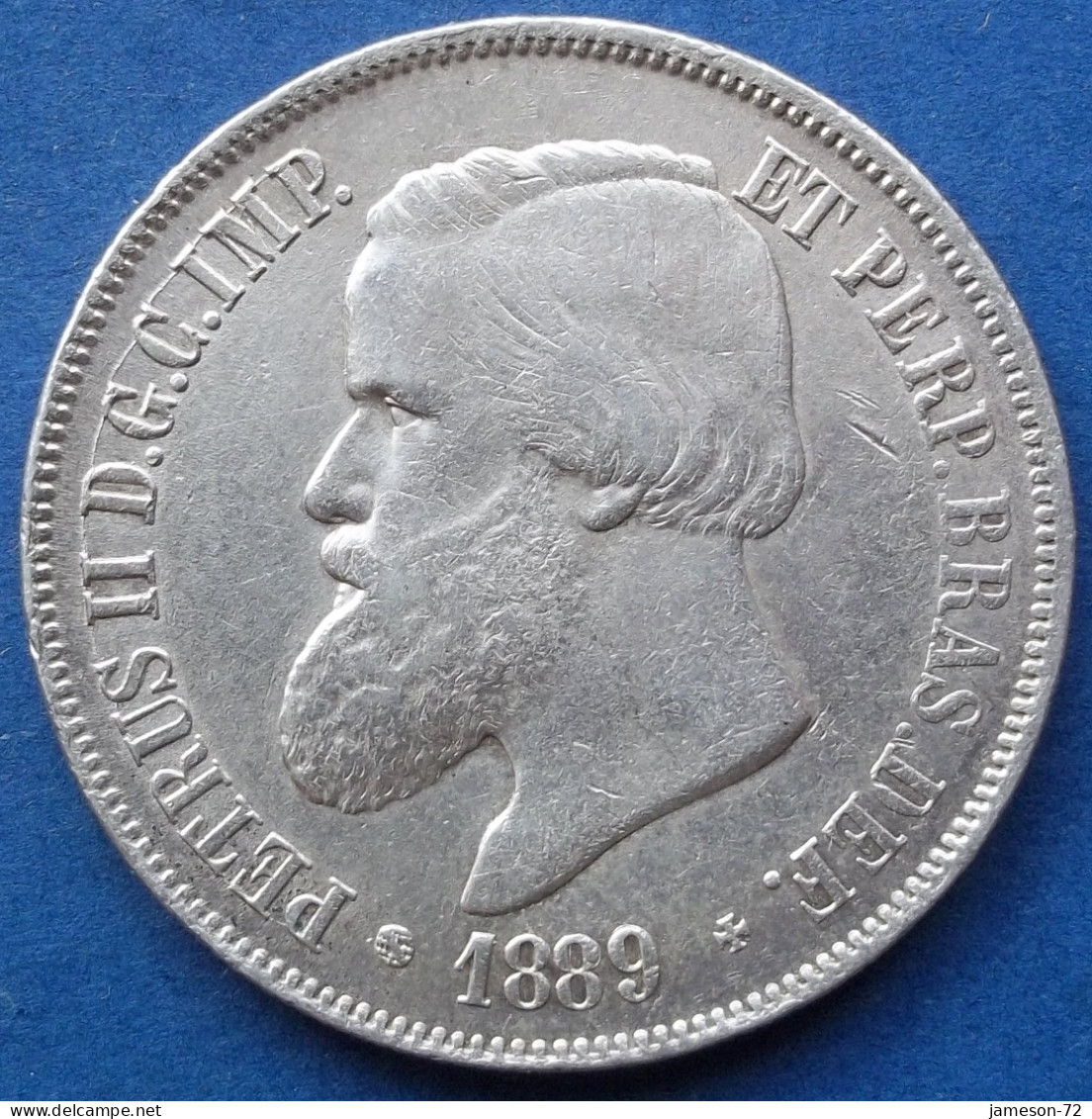 BRAZIL - Silver 2000 Reis 1889 KM# 485 Pedro II (1831-1889) - Edelweiss Coins - Brazilië