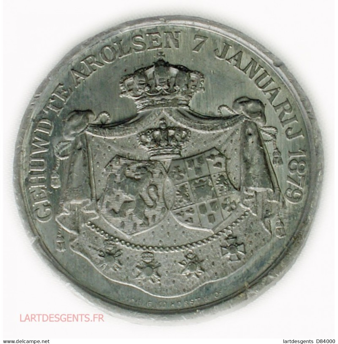Rare Médaille étain Pays-Bas, Mariage WILLEM III & EMMA VAN WELDERCK 1879 - Adel