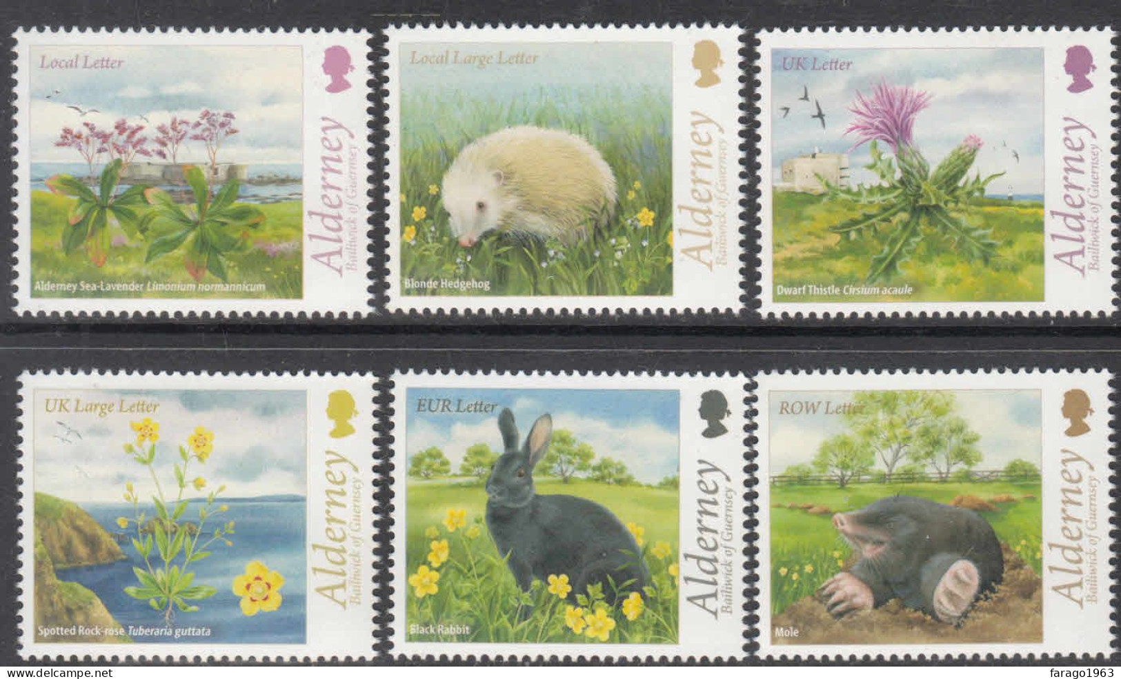 2015 Alderney Flora & Fauna Hedgehog  Hare Mole Complete Set Of 6 MNH @ BELOW FACE VALUE - Alderney