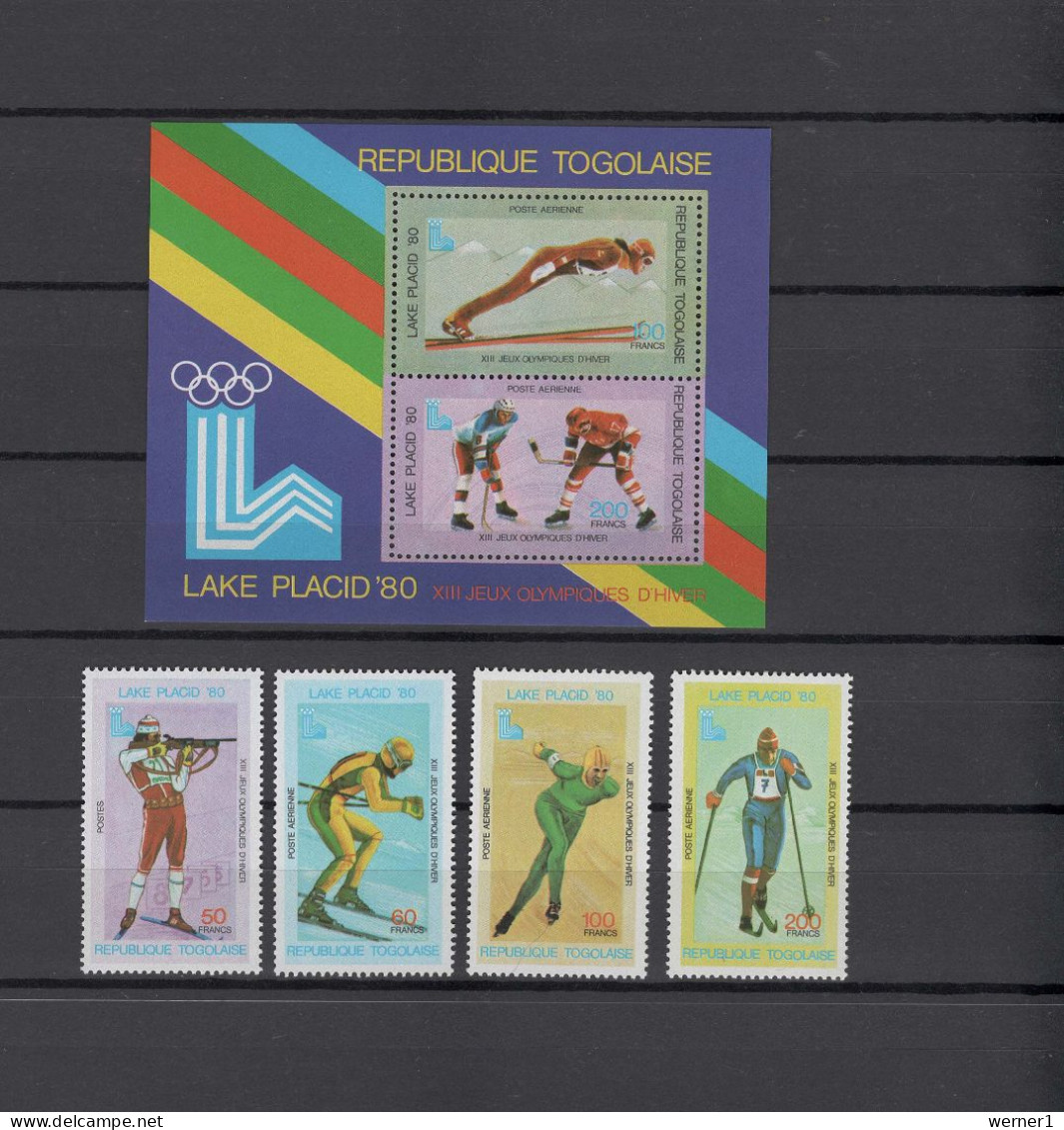 Togo 1980 Olympic Games Lake Placid Set Of 4 + S/s MNH - Hiver 1980: Lake Placid