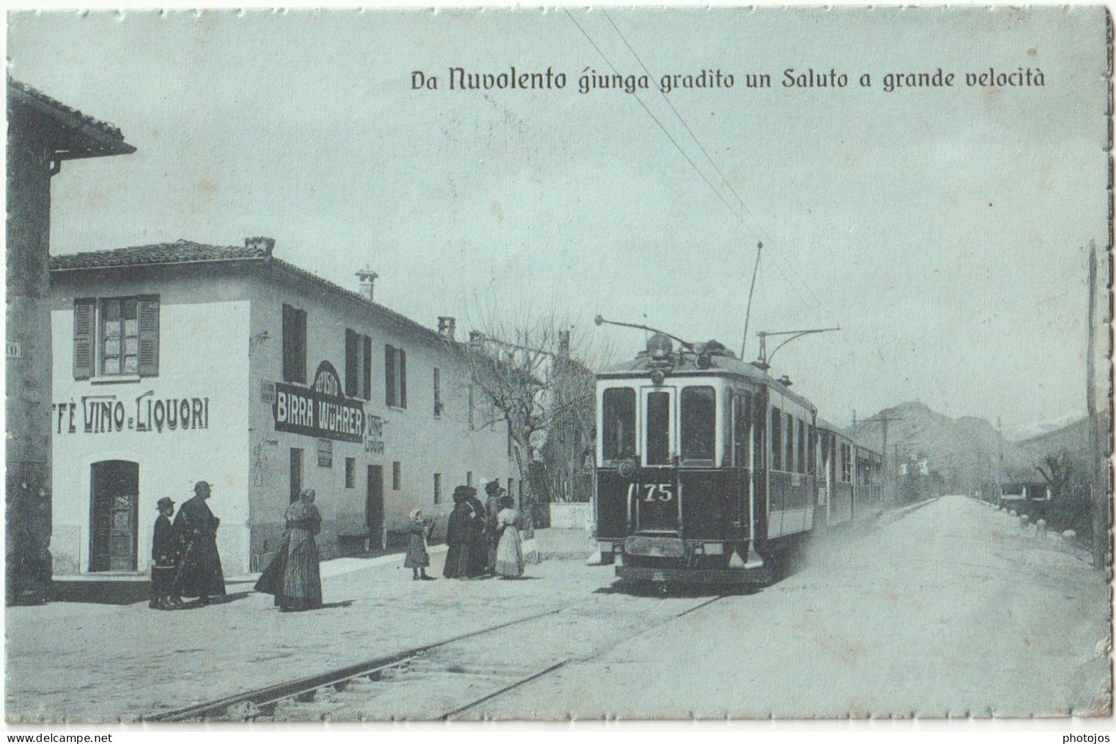 Cartolina Chemin De Fer  Nuvolento  (Lombardia Italia) Il Tramway 75 Tram Al Caffé    RARA  Posta Milit - Other & Unclassified