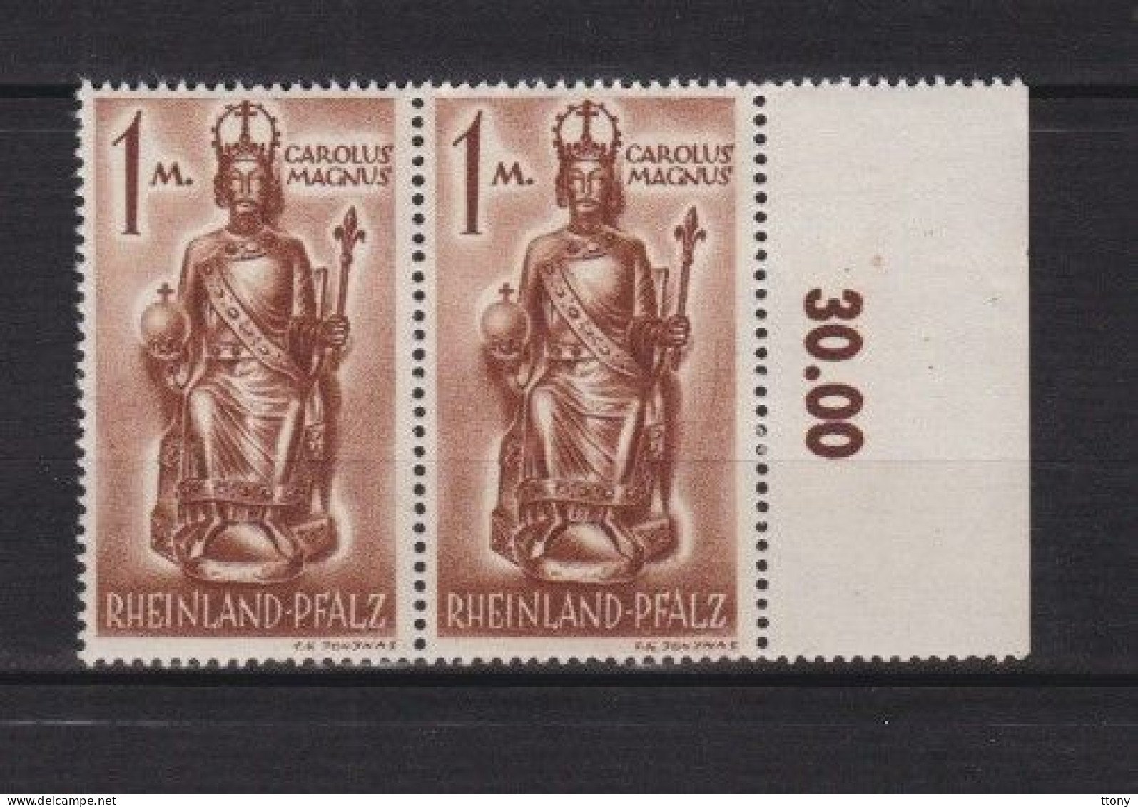 Une Paires   Timbres   1 Mark   **    Bord De Feuille   Zone Française   Rheinland Pfalz - Rhine-Palatinate