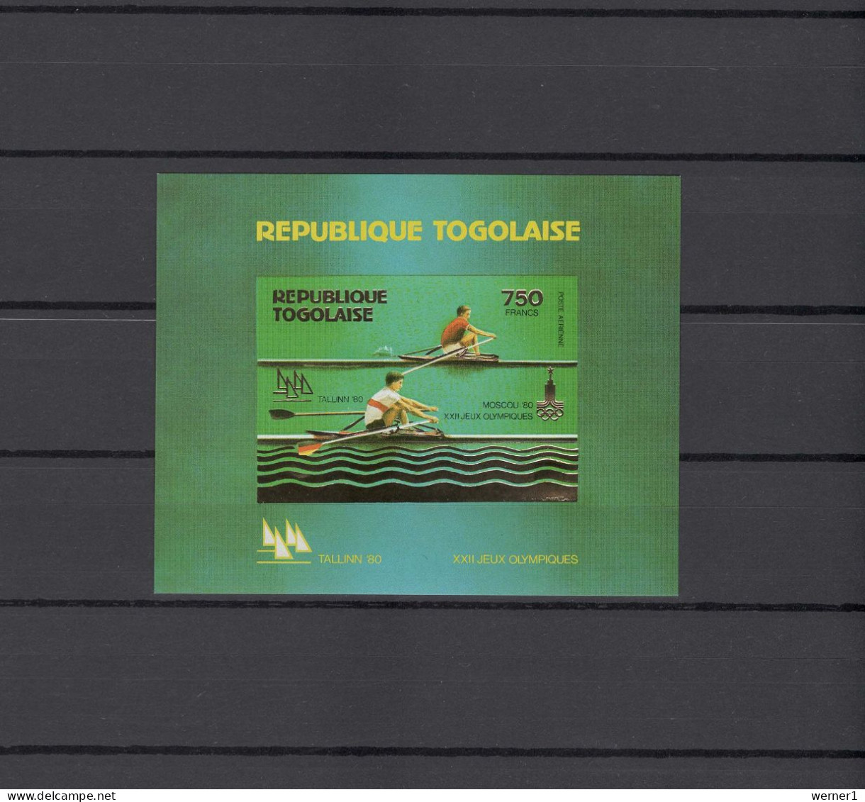 Togo 1980 Olympic Games Moscow, Rowing Gold S/s Imperf. MNH -scarce- - Zomer 1980: Moskou