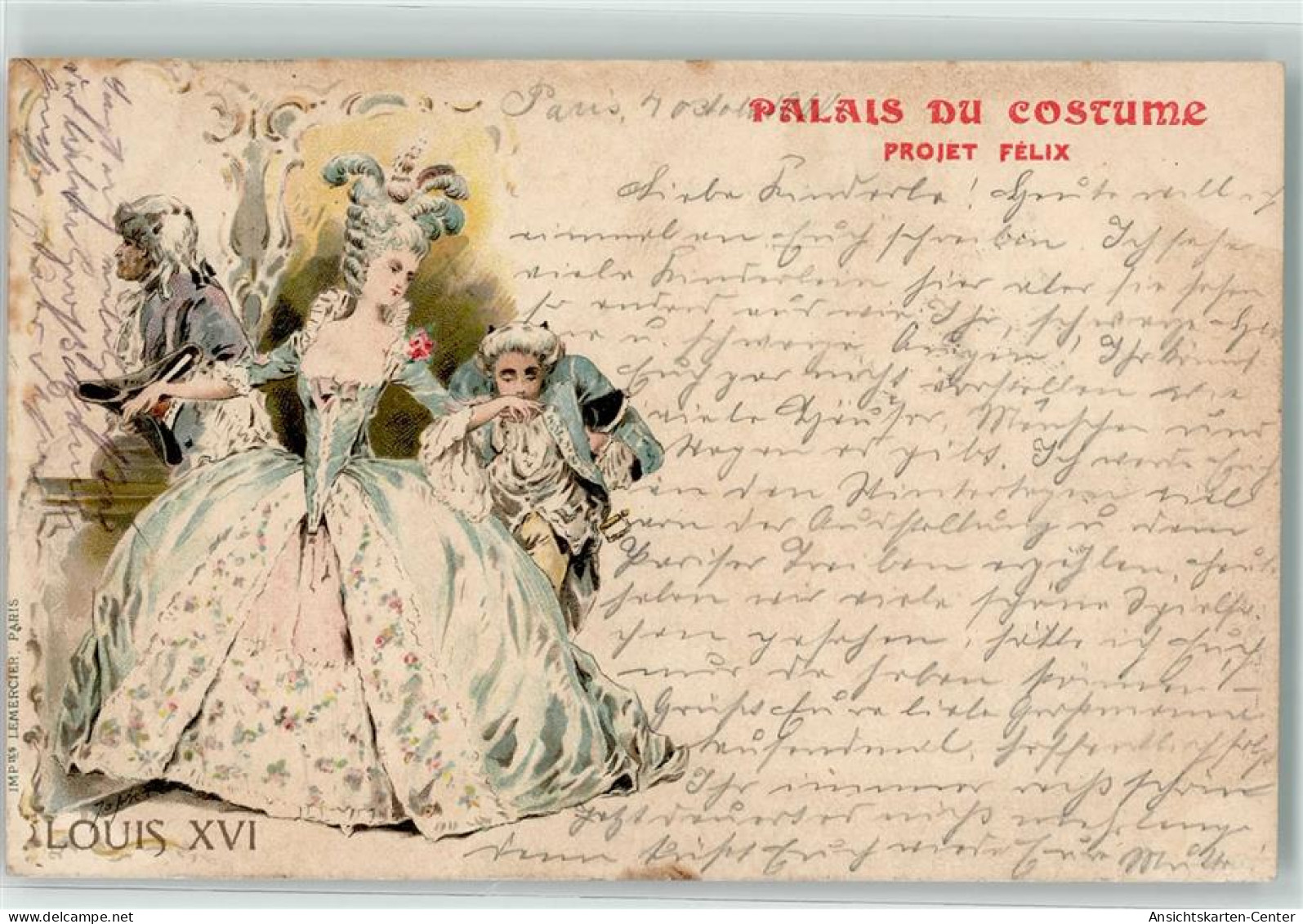 39292409 - Palais Du Costume - Projet Felix - Louis XVI - Handkuss Lithographie - Mode
