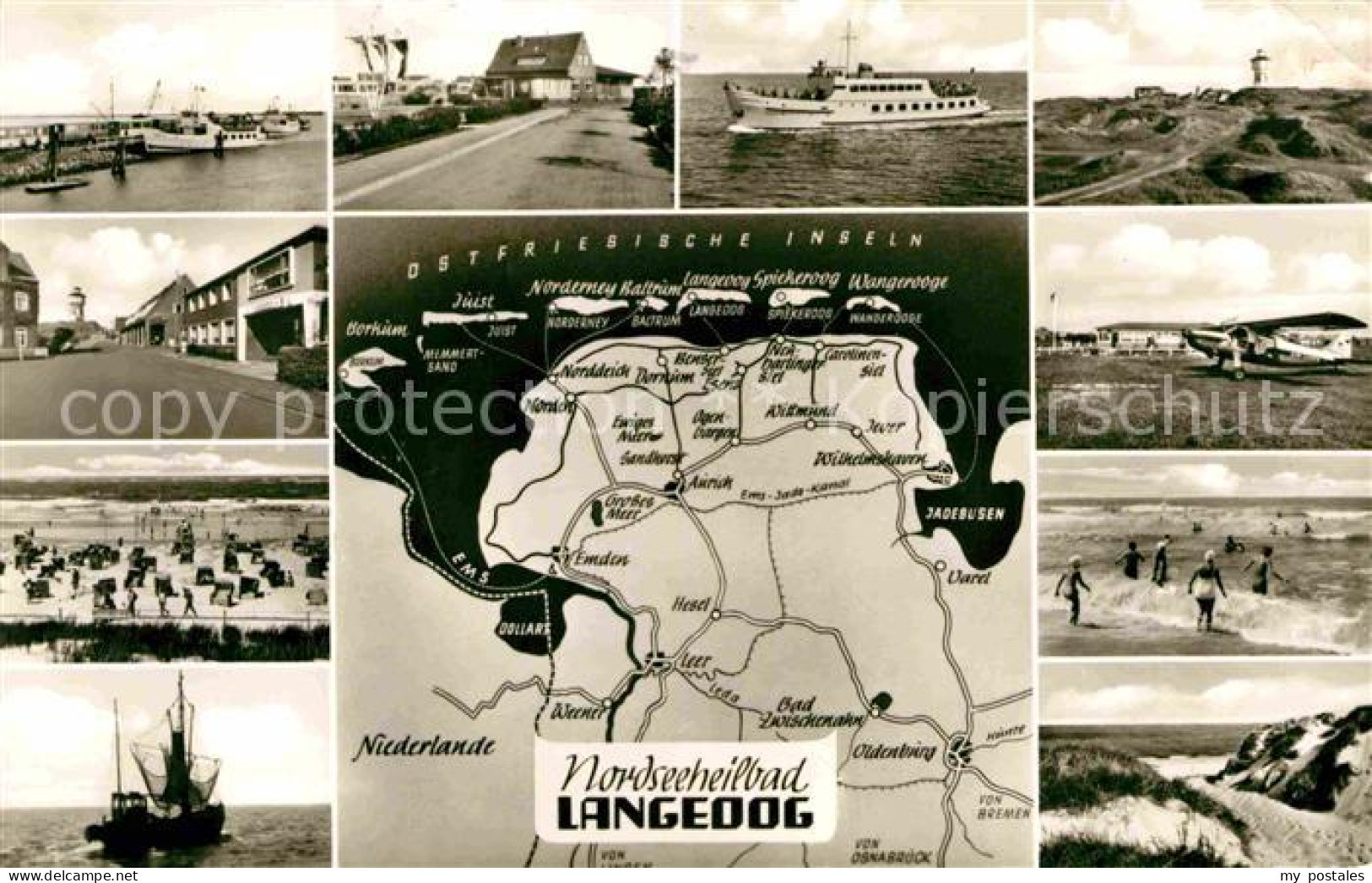 72767822 Langeoog Nordseebad Personenschiff Landkarte Kutter Strand Langeoog - Langeoog