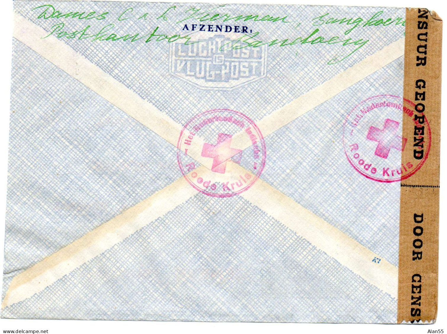 INDES NEERLANDAISES.1940. ROODE KRUIS BATAVIA.  POUR C.I.C.R. GENEVE (SUISSE).   CENSURE. - India Holandeses