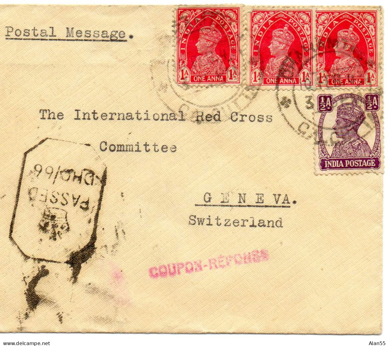 INDE-BENGAL 194. COMITE INTERNATIONAL CROIX-ROUGE GENEVE (SUISSE).CENSURE. - Autres & Non Classés