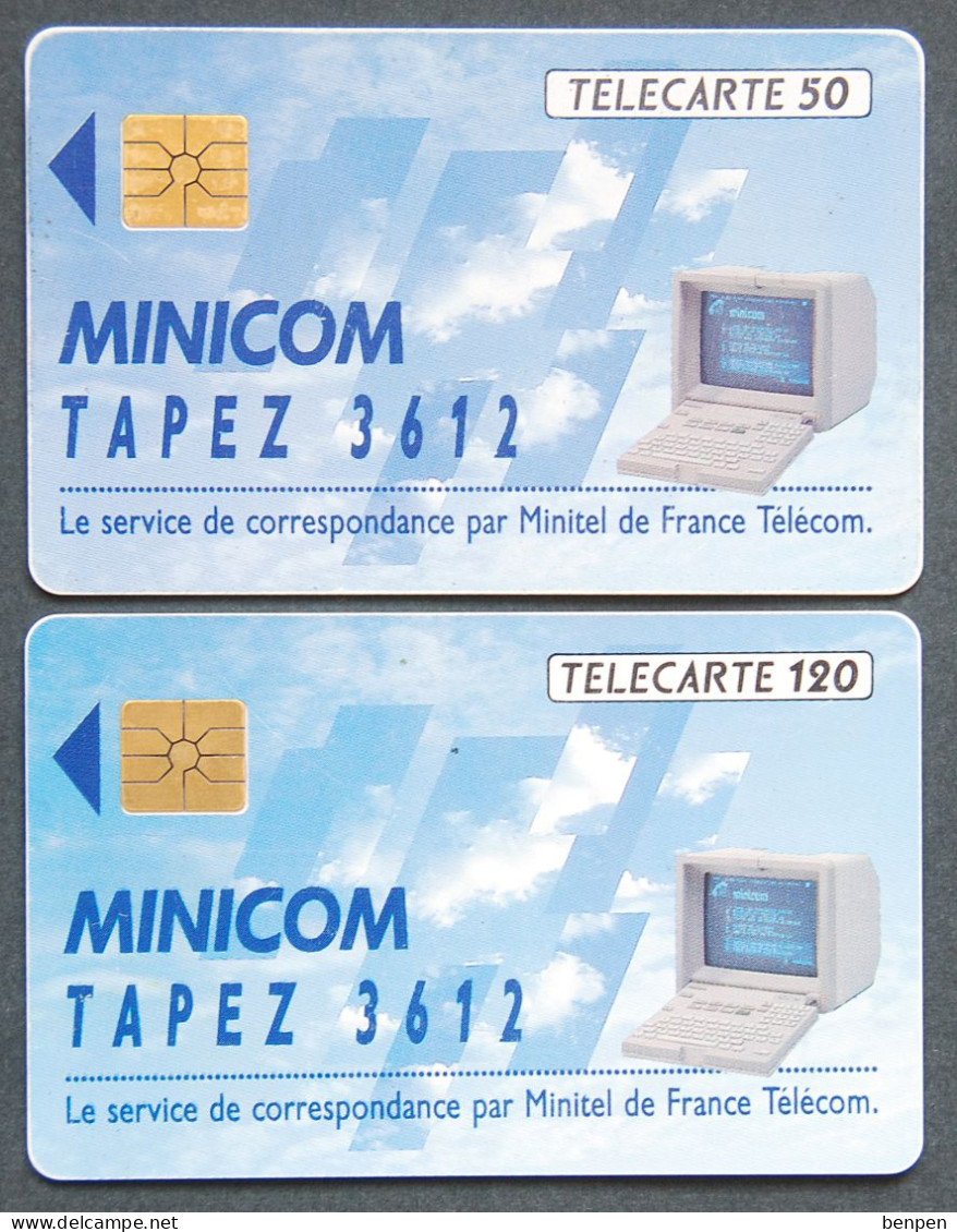 Télécartes MINICOM Tapez 3612 Service Minitel 1992 échanger Des Messages 120U 50U Agence France Télécom - Zonder Classificatie