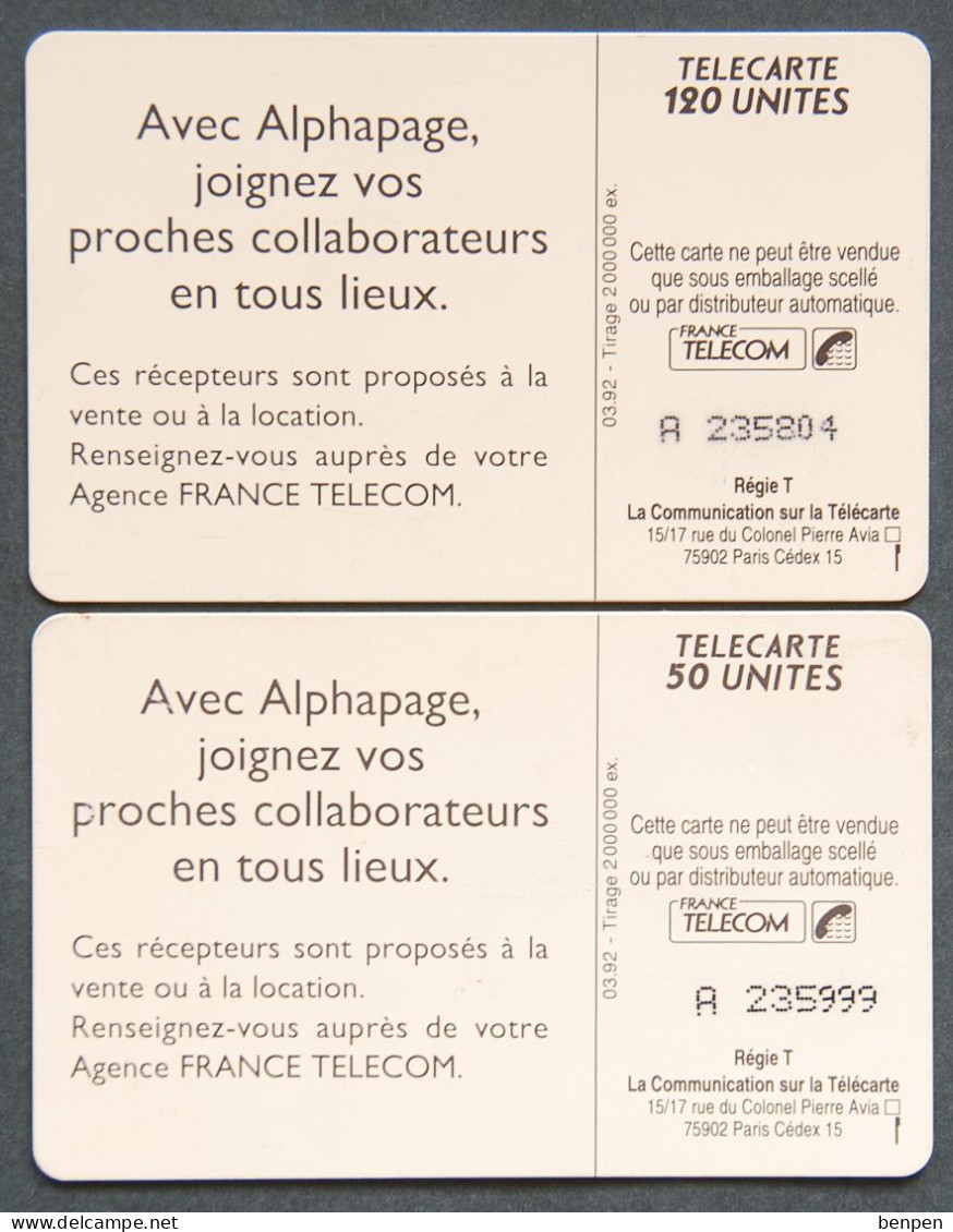 Télécartes ALPHAPAGE Vous Bougez Et Le Monde Vous Suit 1992 Proches Collaborateurs 120U 50U Agence France Télécom - Zonder Classificatie