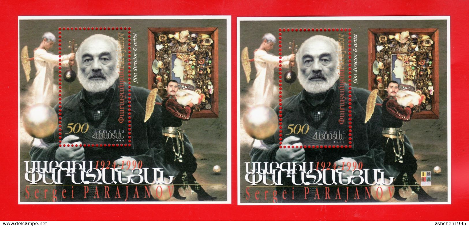 Armenia 1999 , 75th Ann. OF THE BIRTH OF FILMMAKER AND ARTIST SERGEI PARAJANOV, Cinema, Logo, 2 SS - MNH ** - Film