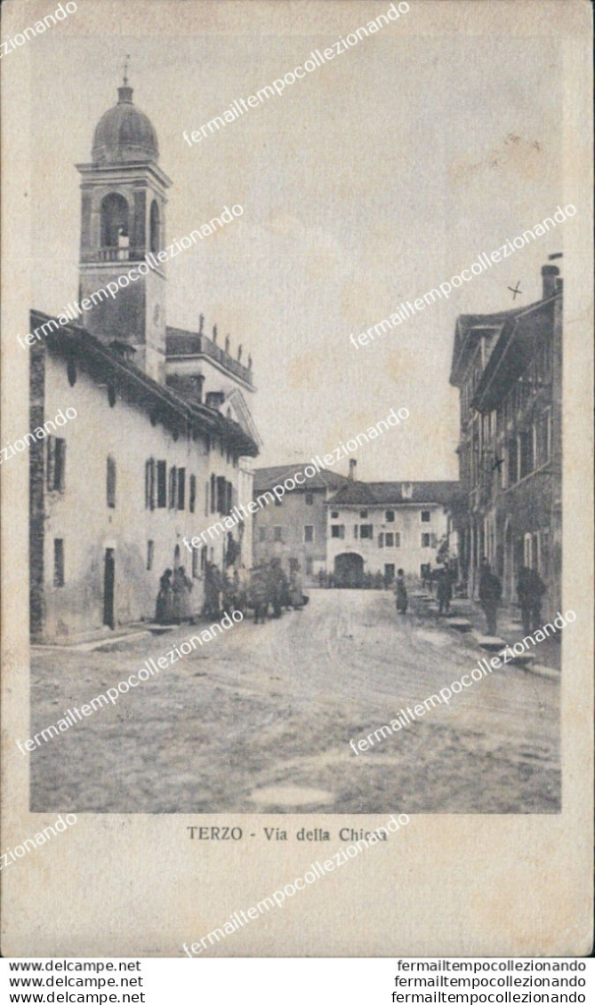 Bg315 Cartolina Terzo Via Della Chiesa 1916 Provincia Di Udine - Udine