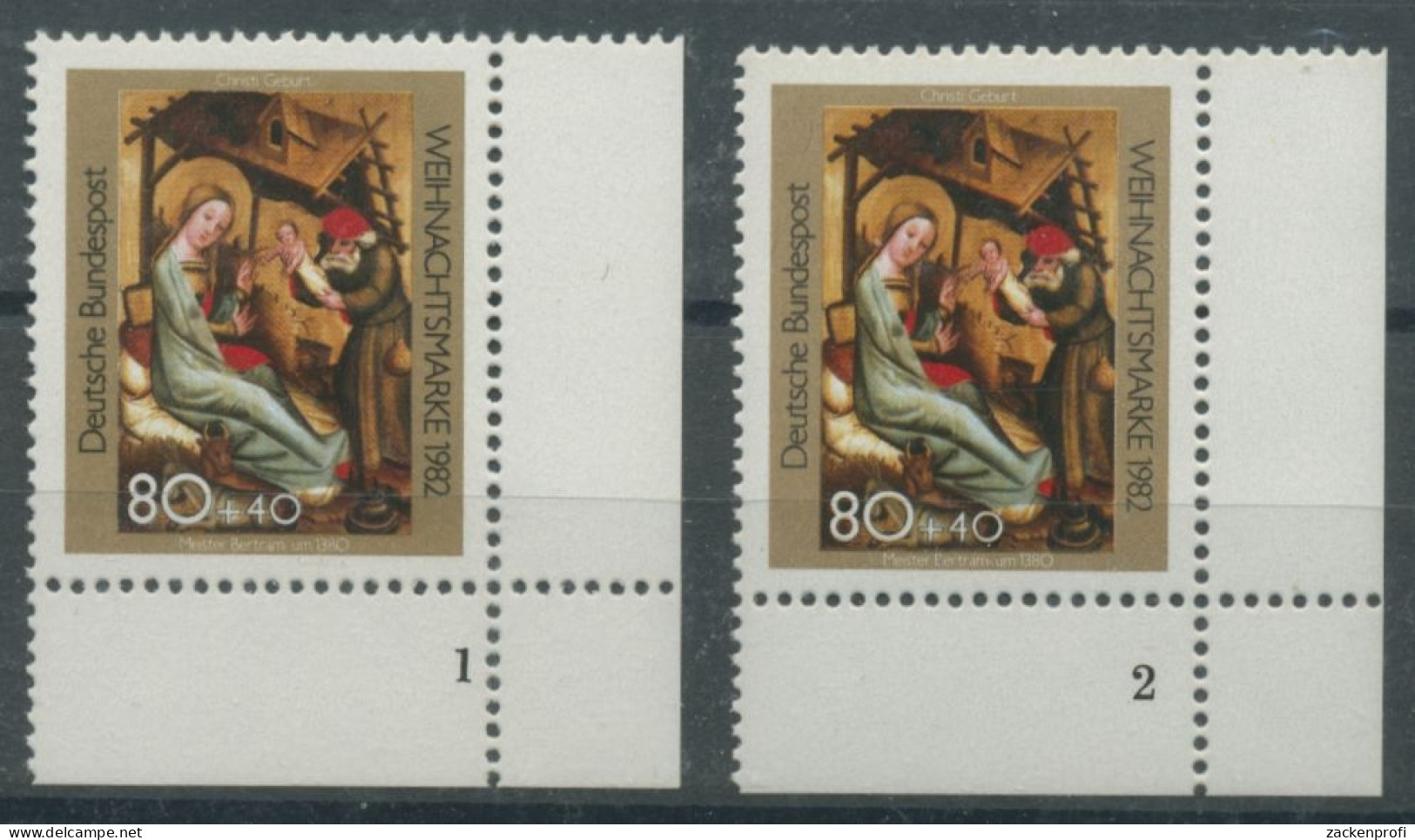 Bund 1982 Weihnachten 1161 Ecke Unten Rechts FN 1+2 Postfrisch (E185) - Ongebruikt