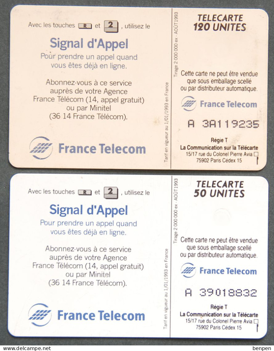 Télécartes SIGNAL D'APPEL 10F Par Mois 1993 Prendre Un Appel Déjà En Ligne 50U 120U Régie T France Télécom - Unclassified