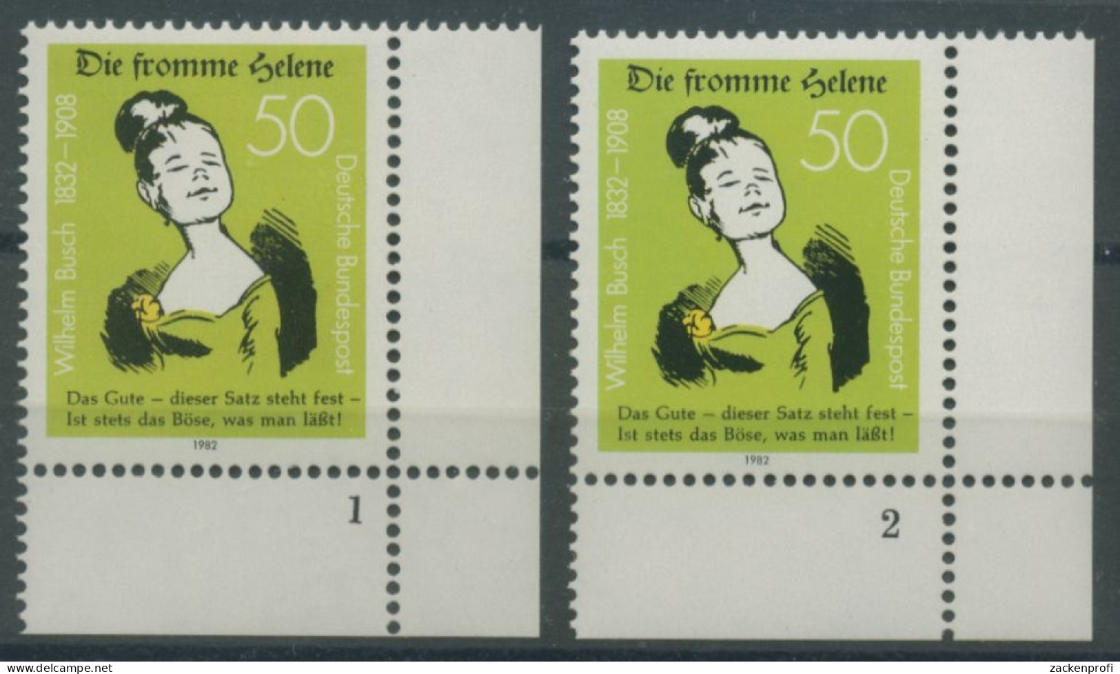 Bund 1982 150. Geb. Wilhelm Busch 1129 Ecke Unten Rechts FN1+2 Postfrisch (E150) - Ongebruikt