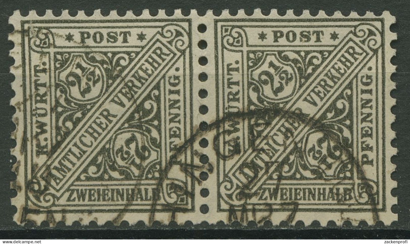 Württemberg Dienstmarken 1916 Ziffer In Schildern 237 Waag. Paar Gestempelt - Used