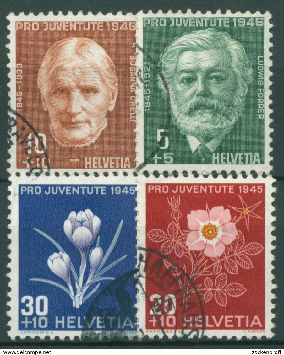 Schweiz 1945 Pro Juventute Persönlichkeiten U. Alpenblumen III 465/68 Gestempelt - Gebraucht