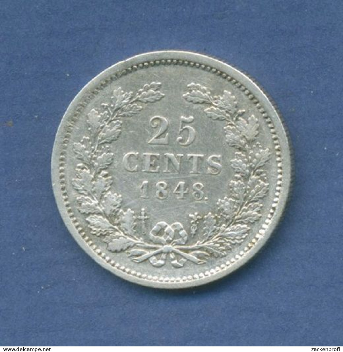 Niederlande 25 Cents 1848 König Wilhelm II, Ss (m6461) - 1840-1849: Willem II