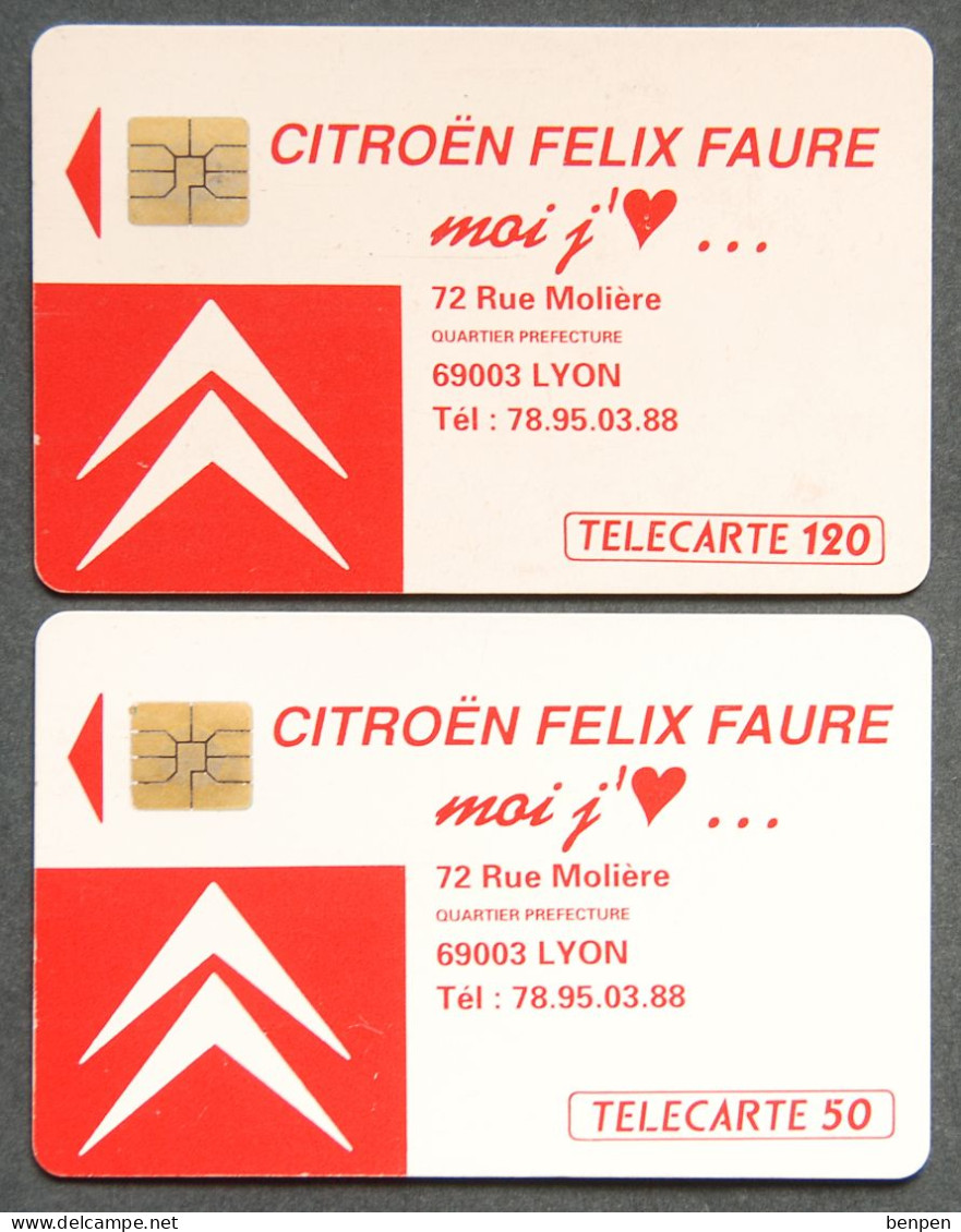 Télécartes CITROEN Felix Faure Rue Molière Préfecture Lyon 1991 Remise 7000F Achat 120U 50U Régie France Télécom - Unclassified