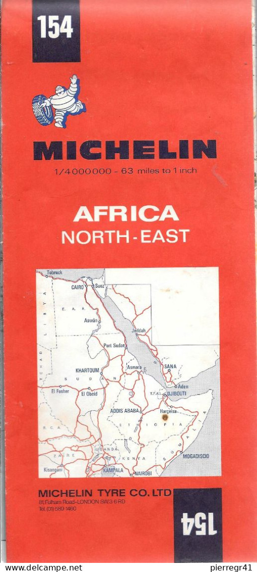 CARTE-ROUTIERE-MICHELIN-N °154-1974 6édit-AFRIQUE NORD & EST-Imp Photolith/TBE COMME NEUVE-RARE - Cartes Routières