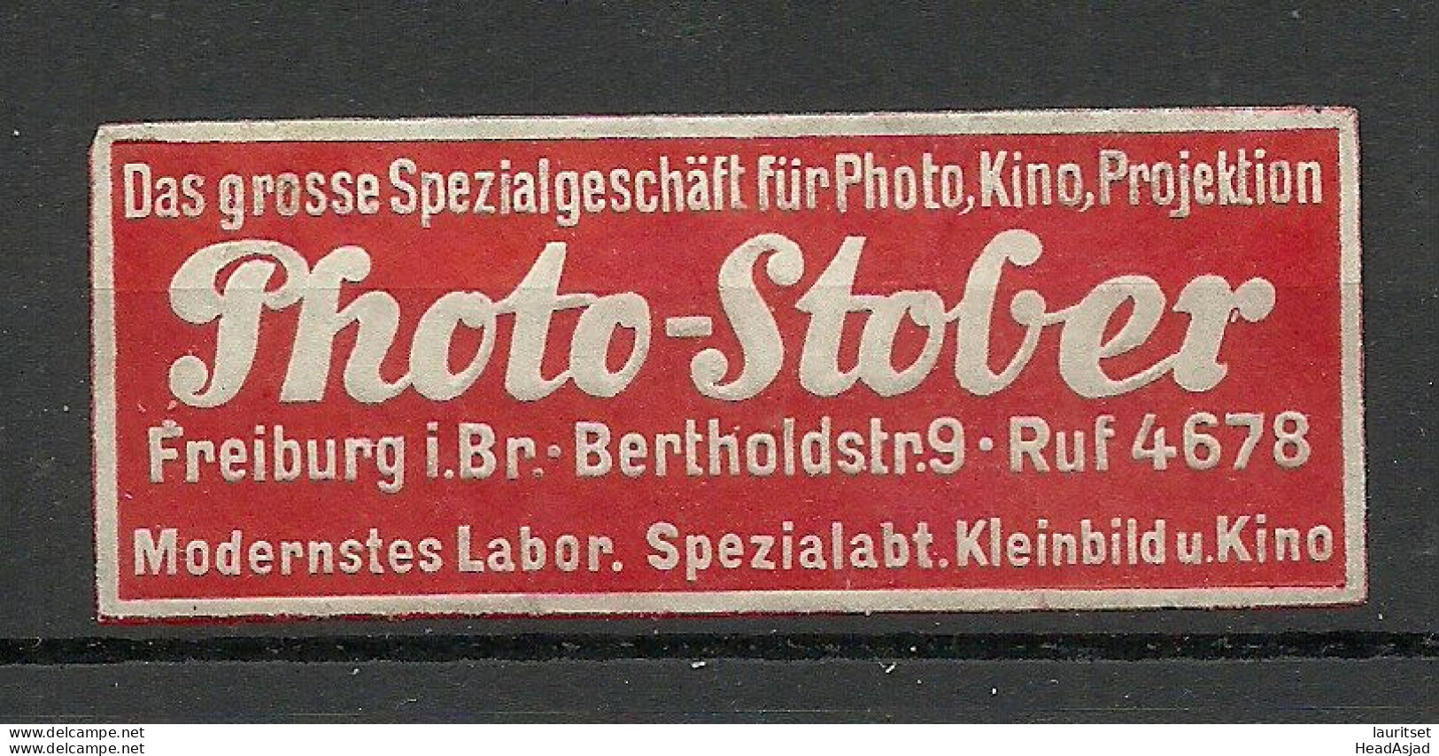 Deutschland Germany Photo-Stober Freiburg Reklamemarke Advertising Stamp Siegelmarke Seal - Sonstige & Ohne Zuordnung