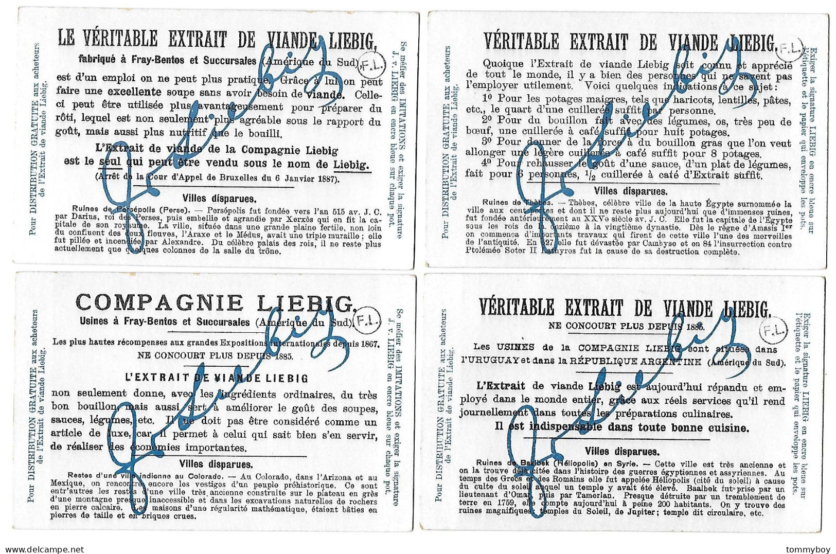 S 695, Liebig 6 Cards, Villes Disparues (some Damage At Borders) (ref B17) - Liebig