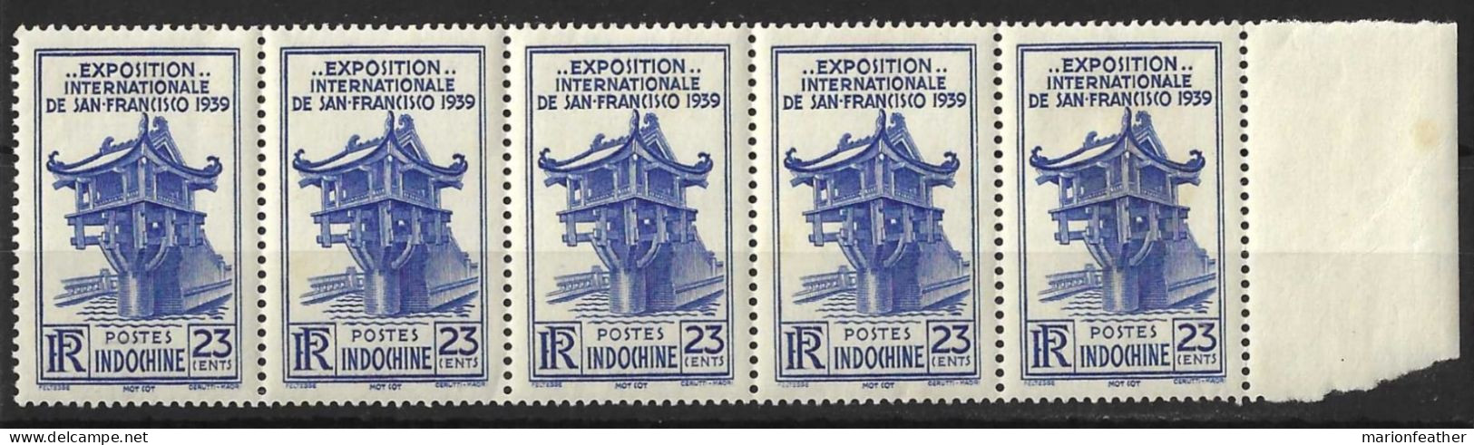 INDO - CHINA....." 1939..".....EXHIBITION.......SG256 X STRIP OF 5.......2 X MNH ....3 X MH....... - Unused Stamps