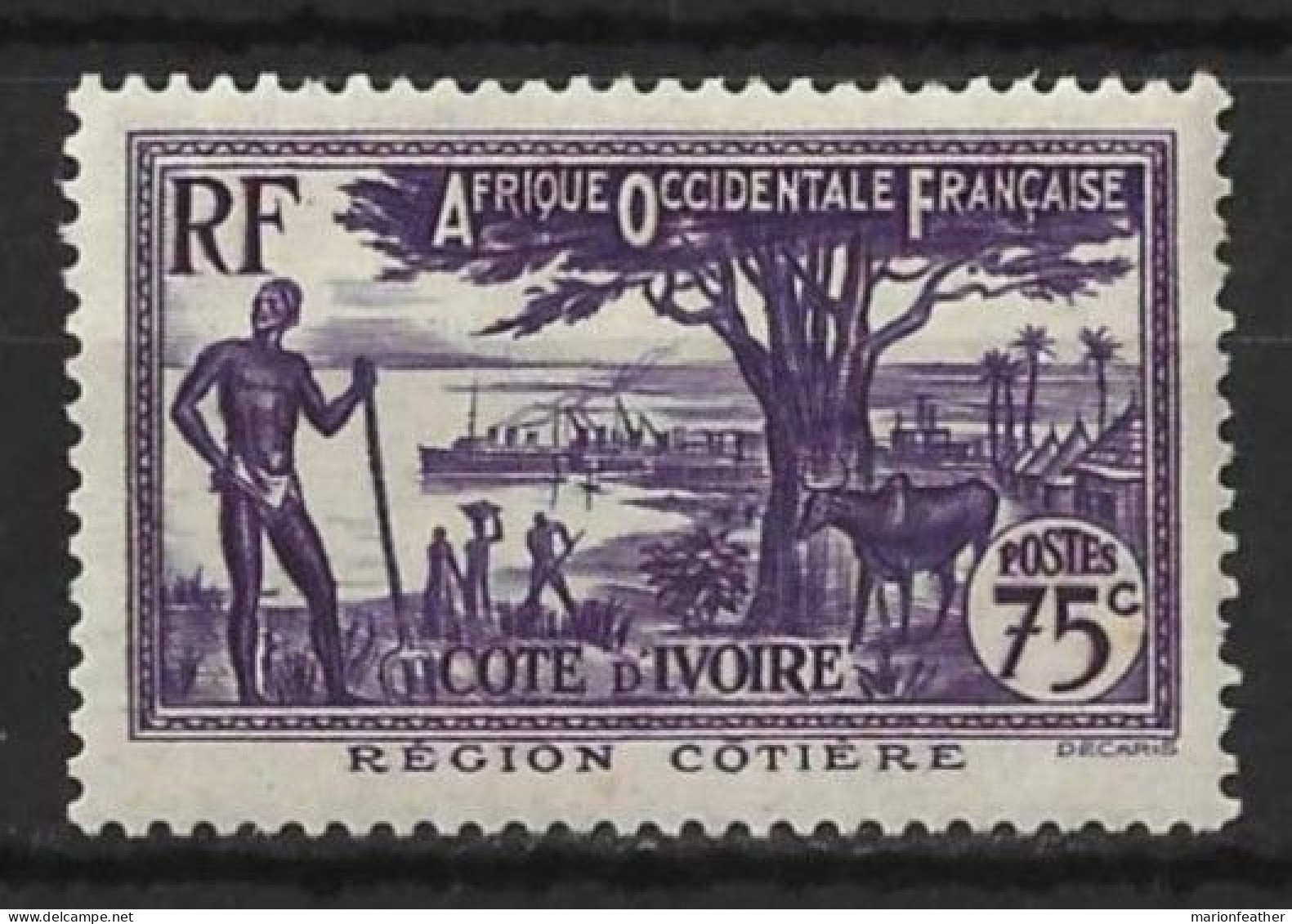 IVORY COAST....." 1936 ."....75c......SG134.......MH....... - Neufs