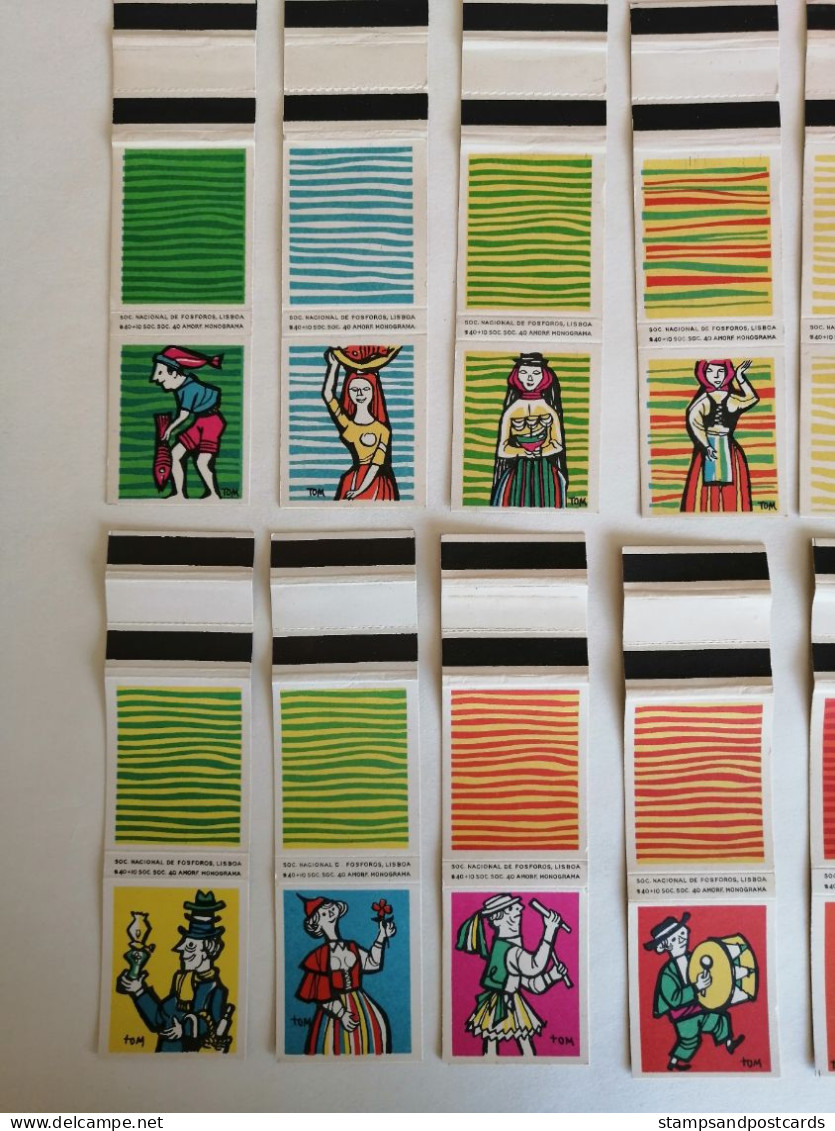 Portugal 26 Boites De Allumettes C. 1960 Artiste Tom Thomaz De Mello Figures Typiques Typical Matchbox 26 Matchcover - Cajas De Cerillas (fósforos)