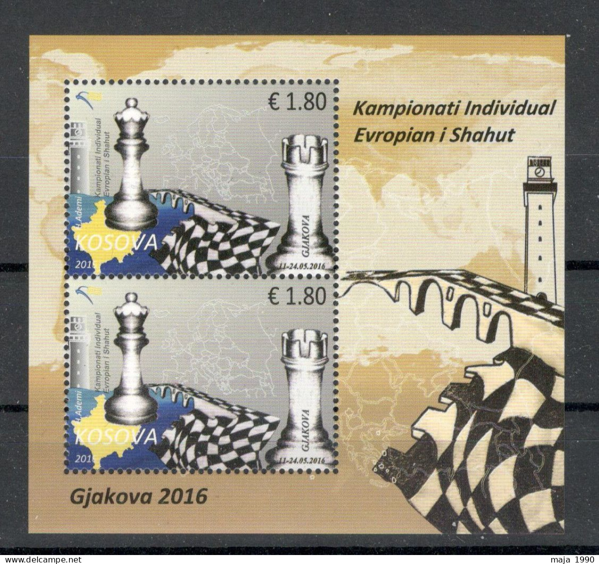 KOSOVO - MNH BLOCK - EUROPEAN CHESS CHAMPIONSHIP FOR MEN - 2016. - Kosovo