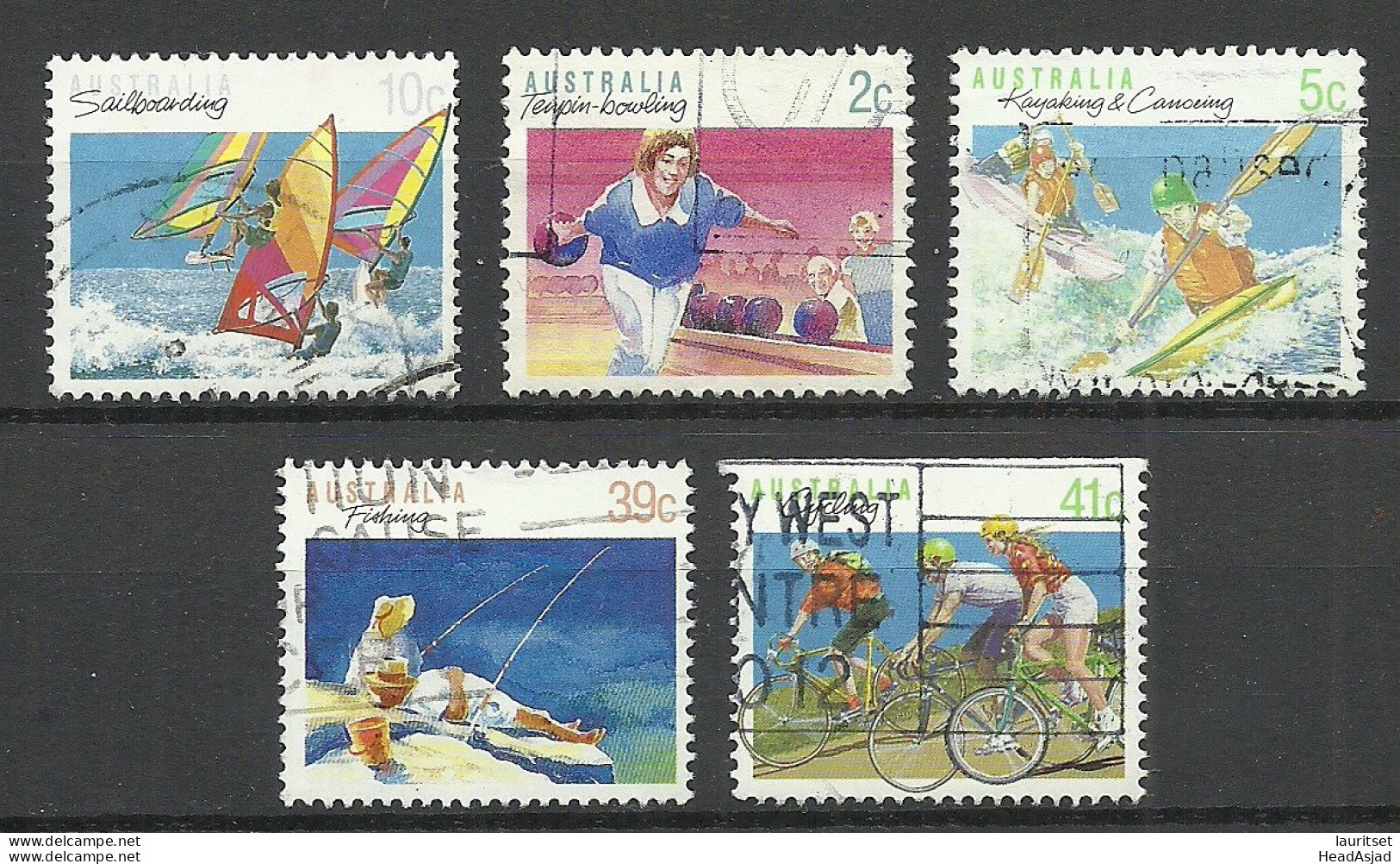 AUSTRALIA - Vacation Urlaub Ferien Sport Summer, 5 Stamps, O Bowling Canoeing Sailboarding Fishing Etc. - Autres & Non Classés