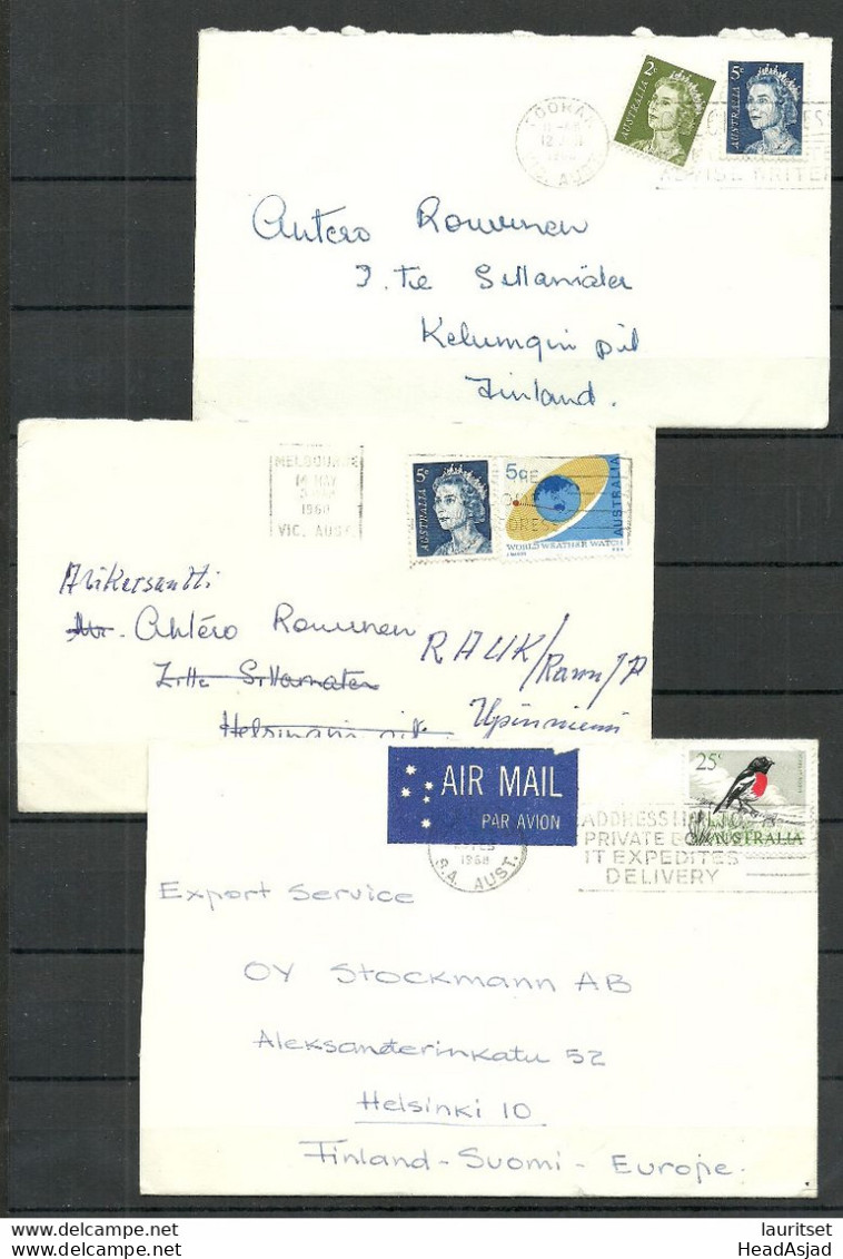 AUSTRALIA 1968 - 3 Covers To Finland O Toorak Etc. With Advertising Cachets - Cartas & Documentos