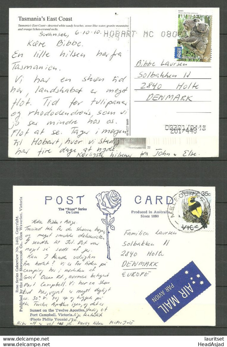 AUSTRALIA - 2 Post Cards Sent To Finland 2010 Tasmania & Port Campbell - Andere & Zonder Classificatie