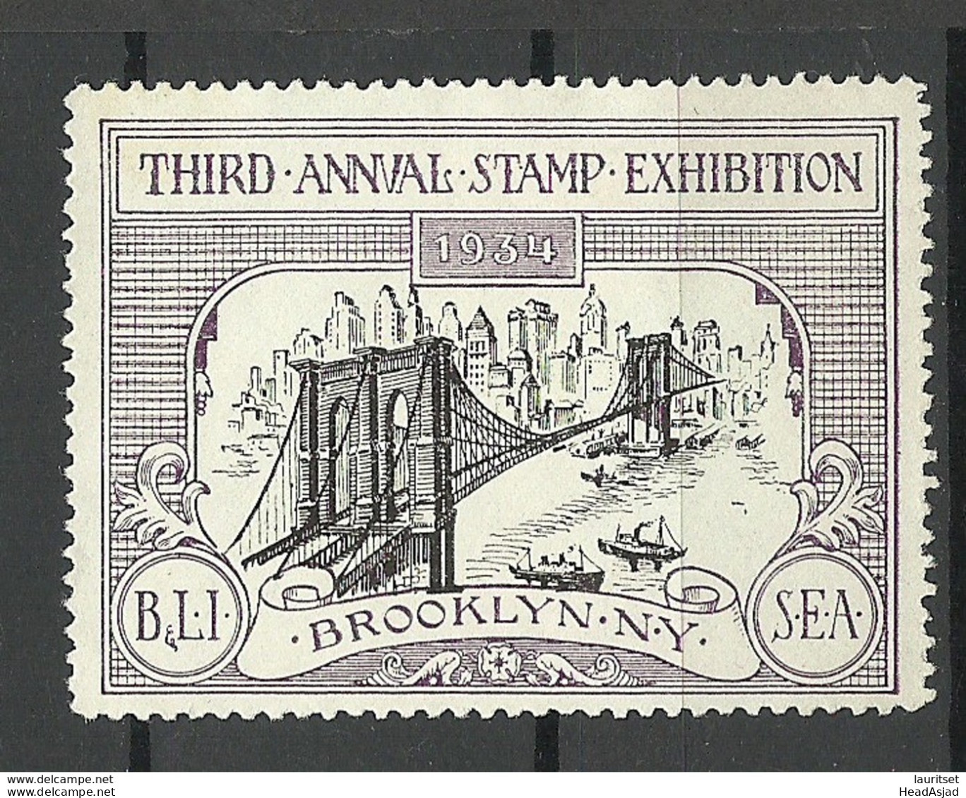 1934 Third Annual Stamp Exhibition Brooklyn USA Vignette Werbemarke (*) - Vignetten (Erinnophilie)