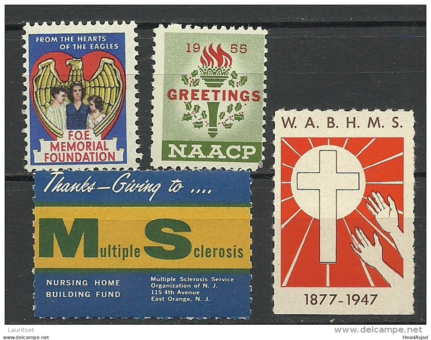 USA 1940ies 1950ies Vignettes Charite Wohlfahrt Krankheiten Diseases MNH - Krankheiten