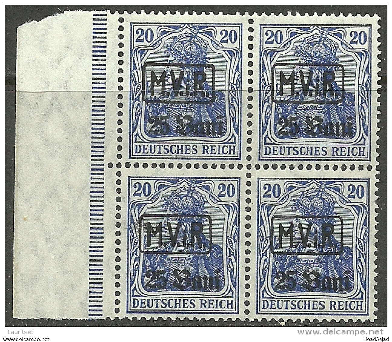 Deutsche Militärverwaltung In Rumänien 1917 Michel 2 In 4-Block MNH - Ocupación 1914 – 18